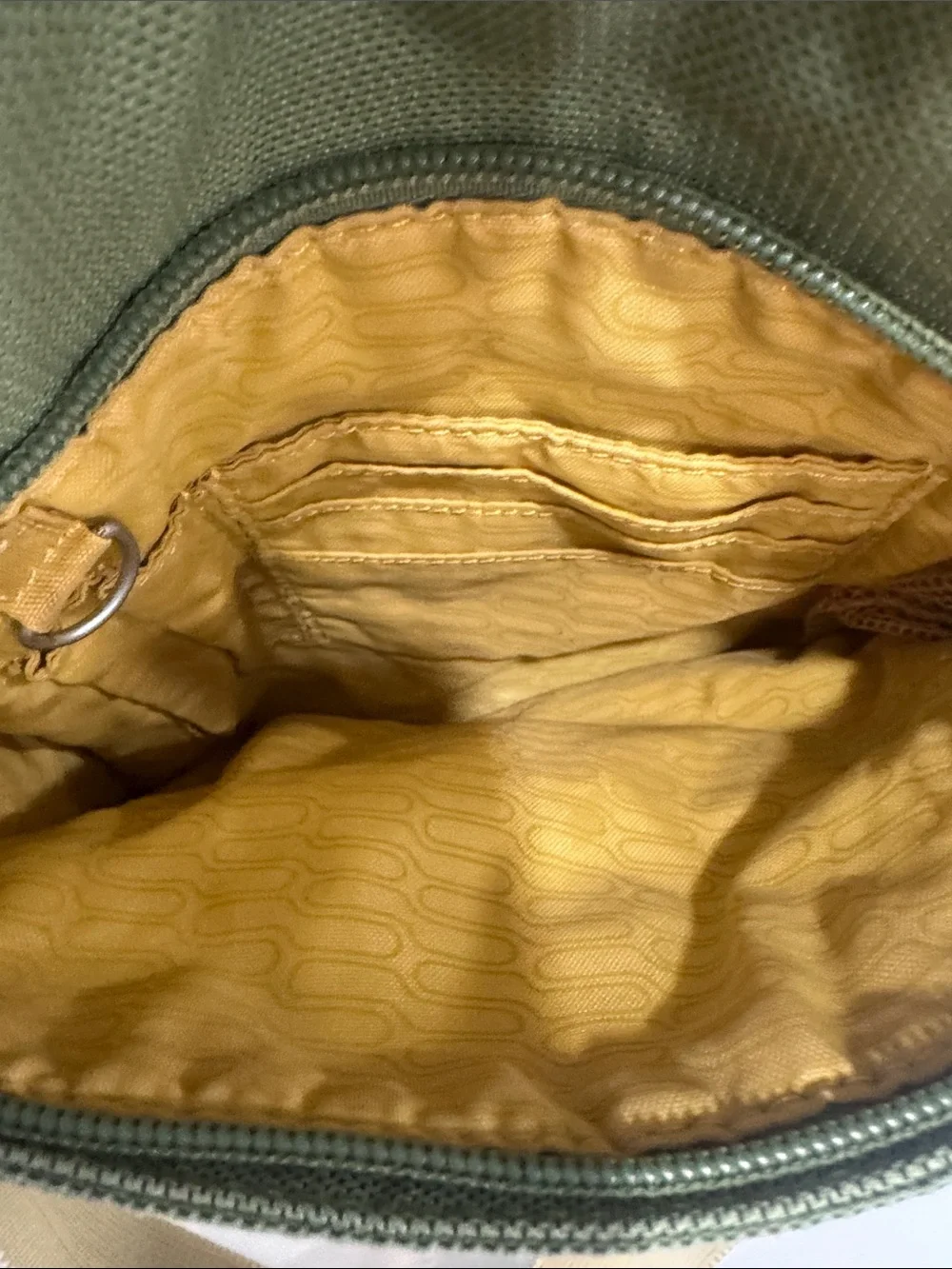 Tumi Olive Green Messenger Bag with Beige Strap